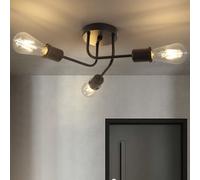 ZMH Plafonnier Vintage Plafonnier Rétro - Noir 3 flammes Wonhzimmerlampe pour salon chambre salle à manger industrielle E27 sans ampoules