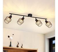ZMH Plafonniers 4 flammes Spot de plafond - pivotant noir E14 Spot de plafond métal rétro Spot de plafond vintage Rotation 350° Lampe de couloir pour cuisine chambre salon
