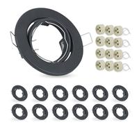 ZMH Set de 12 cadres d'encastrement GU10 - Noir Cadre Spot encastrable GU10 Douilles 230V avec culot Diamètre du trou 50mm Spot encastrable rond en métal Orientable 30° Spot pour ampoules LED Halogène