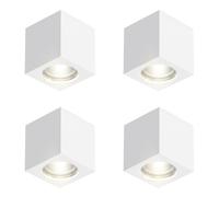 ZMH Spot à monter, 4 pièces, blanc Spot à monter GU10 carré Spots à monter Spots à monter en plâtre moderne petit plafonnier Max.40W pour salon salle à manger couloir sans ampoules