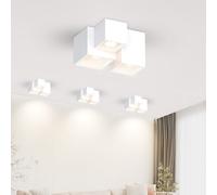 ZMH Spot à monter blanc Spot à monter plat Lampe à monter 3 flammes GU10 Spot à monter carré moderne petite lampe de plafond Max.25W pour cuisine couloir Sans ampoule