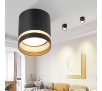 ZMH Spot à monter LED noir - spot de plafond 5W rond spot à monter 3000K blanc chaud acrylique GX53 petit spot de plafond en saillie spot de plafond lampe de plafond pour couloir salon chambre à couch