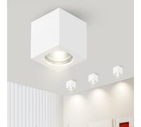 ZMH Spot à poser blanc Spot à poser GU10 carré Spots à poser Plafonnier apparent en plâtre Moderne petit plafonnier Max.40W pour salon salle à manger couloir Sans ampoule