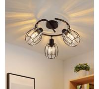 ZMH Spot de plafond 3 flammes Lampe de plafond Vintage Spot de plafond Cristal Abat-jour Noir Rond Spot Rétro E14 Noir 350°Pivotant Lampe de cuisine pour salon couloir (sans ampoules)