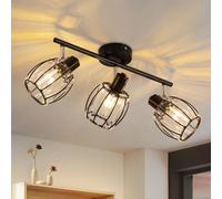 ZMH Spot de plafond 3 flammes Plafonnier Vintage Lampe de plafond cristal Abat-jour E14 Noir Rétro Spot de plafond 350°Pivotant Spot pour cuisine salon (sans ampoules)