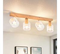 ZMH Spot de plafond 4 flammes Plafonnier bois LED Vintage Pivotant E14 Spots muraux Couloir Salon Chambre Cuisine Salle à manger Oh
