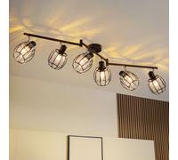 ZMH Spot de plafond 6 flammes Lampe de plafond Chambre à coucher Spot de plafond Vintage cristal Abat-jour Lampe de plafond E14 Noir Rétro 350°Pivotant Lampe de spot pour chambre à coucher (sans ampou