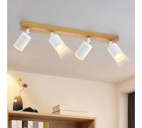 ZMH Spot de plafond à 4 flammes blanc - Lampe de cuisine en bois GU10 Spot mural 350° orientable Vintage Cuisine Spot industriel rétro pour salon chambre couloir (sans ampoules)