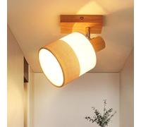 ZMH Spot de plafond à LED 1 flamme, plafonnier en bois, plafonnier E14 Vintage, spot orientable 350°, spot mural, sans ampoule