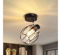 ZMH Spot de plafond couloir Plafonnier Vintage 1 flamme Cristal Abat-jour E14 Industriel Projecteur Noir 350°Pivotant Lampe de couloir MAX.40W pour cuisine Lit (Sans ampoule)