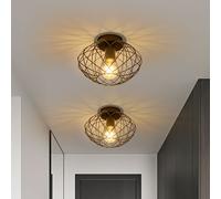 ZMH Spot de plafond Noir Lampe d'entrée 1 flamme Plafond Petits plafonniers Industrial Retro Lampe de salon avec douille E27 Max.40W Lampe de cuisine Ø 25cm