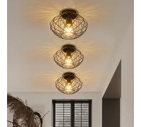 ZMH Spot de plafond Noir Lampe d'entrée 1 flamme Plafond Petits plafonniers Industrial Retro Lampe de salon avec douille E27 Max.40W Lampe de cuisine Ø 25cm