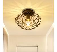 ZMH Spot de plafond Noir Lampe d'entrée 1 flamme Plafond Petits plafonniers Industrial Retro Lampe de salon avec douille E27 Max.40W Lampe de cuisine Ø 25cm