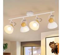 ZMH Spot de Plafond Plafonnier Blanc Vintage - 4 Ampoules Plafonnier Salon Spots de Plafond Rétro E27 Lampe de Cuisine Pivotante 350° Spot Industriel en Métal pour Cuisine Chambre Salle à Manger