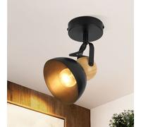ZMH Spot de plafond Vintage Noir Plafonnier 1 flamme Rétro Spot de plafond E27 Lampe de couloir Orientable 350° Spot mural Métal Industriel Plafonnier pour couloir cuisine entrée salon chambre à couch