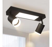 ZMH Spot de plafondcupgow Plafonnier Led Spot de plafond GU10 à 2 flammes - Plafonnier Noir 3000k Blanc Chaud 20W Lampe de chambre à coucher Orientable 350° Spot de plafond pour cuisine salle à manger