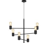 ZMH Suspension Noir Vintage Lustre Table à manger Lampe à suspendre 6 Flammes E27 Métal Industriel Suspendu Salon Salle à manger Couloir