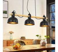 ZMH Suspension Table de salle à manger 3 feux Noir Vintage Industriel E27 Douille 25W Fer Lampe de table Chambre Cuisine Bar Couloir Salon