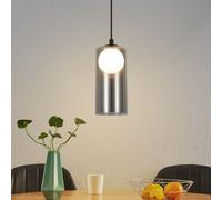 ZMH Vintage Lampe à suspendre de table à manger Suspension fumée Gris Lampe de table à manger suspendue G9 Lampe à suspendre cylindrique 1 flamme Lampe de table à manger Réglable en hauteur pour le sa