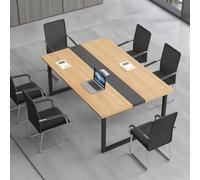 ZMHPLKH Grande Table de conférence - Table de réunion et de Bureau avec Gestion des câbles, Plateau en Bois Massif et Pieds en Acier Robustes - Idéale pour Les salles de Formation et Les séminaires