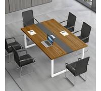 ZMHPLKH Grande Table de conférence - Table de réunion et de Bureau avec Gestion des câbles, Plateau en Bois Massif et Pieds en Acier Robustes - Idéale pour Les salles de Formation et Les séminaires