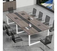 ZMHPLKH Grande Table de conférence - Table de réunion et de Bureau avec Gestion des câbles, Plateau en Bois Massif et Pieds en Acier Robustes - Idéale pour Les salles de Formation et Les séminaires