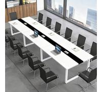 ZMHPLKH Grande Table de conférence - Table de réunion et de Bureau avec Gestion des câbles, Plateau en Bois Massif et Pieds en Acier Robustes - Idéale pour Les salles de Formation et Les séminaires