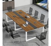 ZMHPLKH Grande Table de conférence - Table de réunion et de Bureau avec Gestion des câbles, Plateau en Bois Massif et Pieds en Acier Robustes - Idéale pour Les salles de Formation et Les séminaires