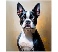 ZMHZMY Adulte Peinture NuméRique Boston Terrier Peinture à L'Huile Sur Toile Art Posters Griffonage DéCoration De La Maison 40x50cm