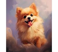ZMHZMY images par Numéros pour adultes Chien de Poméranie Peinture à L'Huile De Bricolage Nordique RéTro Bureau Café Home Decor,40x50cm