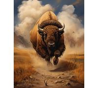 ZMHZMY Kits De Peinture Au NuméRo Bison en cours d'exécution Buffalo DIY Peinture à L'Huile Toile Kits Christmas Birthday Gifts for Kids 40x50cm
