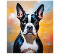 ZMHZMY Peindre par Nombre Kits pour Adultes,Chien Terrier de Boston,DIY Peinture à l'huile Kits pour,pour la Décoration Intérieure Maison 40x50cm (sans Cadre)