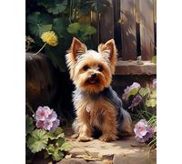 ZMHZMY Peindre par Nombre Kits pour Adultes,Chien Yorkshire Terrier à la ferme,DIY Peinture à l'huile Kits pour,pour la Décoration Intérieure Maison 40x50cm (sans Cadre)