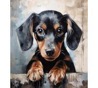 ZMHZMY Peinture facile par Numéros pour débutant,Chien Teckel Peint à la main mur toile peinture photo pour salon Home Decor Art,40x50cm