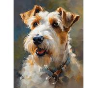 ZMHZMY Peinture par Numéro Adulte Chien Fox Terrier filaire,Peinture Numéro Kit pour Adultes Débutants, Numéro d'art,kit de Peinture Acrylique pour la Décoration Maison