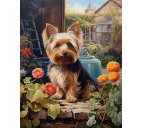 ZMHZMY Peinture par Numéro Adulte Chien Yorkshire Terrier à la Ferme - Kit de Peinture Acrylique pour Adultes et Débutants, Non Cadre