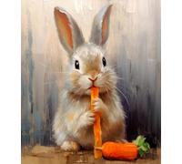 ZMHZMY Peinture par Numéro Adulte Le lapin mange des légumes carottes,Peinture Numéro Kit pour Adultes Débutants, Numéro d'art, kit de Peinture Acrylique pour la Décoration Intérieure Maison