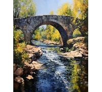 ZMHZMY Peinture par Numéro Adulte Pont de pierre sur la rivière- Peinture Numéro Kit pour Adultes Débutants, Numéro d'art, kit de Peinture Acrylique pour la Décoration Intérieure Maison