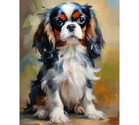 ZMHZMY Peinture par Numero pour Adultes cavalier roi Charles Spaniel DIY Kit de peinture à l'huile à la main sur toile Mur Art Decor,40x50cm