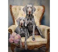 ZMHZMY Peinture Par Numéro Pour DéButant Deux chiens braque de Weimar Peintures NuméRiques éLéGant Abstrait RéTro Restaurant Couloir Café Art DéCo,40x50cm