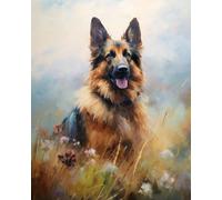 ZMHZMY Peinture par Numéros pour Adulte,Berger allemand dans un pré,DIY Peinture Acrylique pour Adultes débutants Facile sur Toile 40x50cm avec peintures et pinceaux