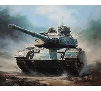 ZMHZMY Photos Peinture À L'huile Par Numéros Char de combat militaire avec pinceaux et pigment acrylique peinture sur toile bricolage