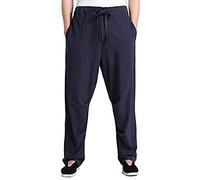 ZMIN Pantalon d'arts Martiaux pour Homme Pantalon en Lin Kung Fu Pantalon De Costume Tang,E,XL