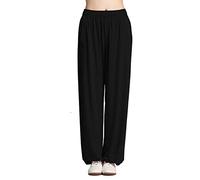ZMIN Pantalon Tai Chi Jogger Slim Martial Femmes/Hommes Grande Taille Yoga Harem Noir L