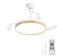 ZMISHIBO Plafondventilator met licht 106 cm, onzichtbare intrekbare vleugels, CCT 3000 K-6500 K, zomer- en winterfunctie, 30 W DC motor + led 38 W, 6 snelheden