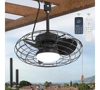 ZMISHIBO Ventilateur de Plafond Extérieur avec Lumière, IP65 étanche, LED dimmable 3 CCT, télécommande & app, pour terrasse, pergola & gazebo, tiges 15/25 cm, câble 5 m