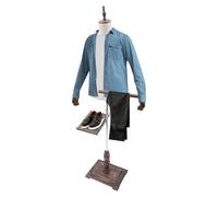 ZMJGLL Buste d'homme avec Pied réglable, Mannequin de Couture avec Porte-Pantalon détachable et Support pour Chaussures pour présentation de Costumes (White)