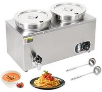 ZMJGLL Chauffe-Plats électrique Professionnel avec Thermostat réglable, marmite à Soupe de comptoir en Acier Inoxydable avec Robinet pour Le Chauffage (110V 2 Pot)