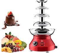 ZMJGLL Fontaine à Chocolat électrique avec Thermostat réglable de 30 °C à 110 °C, idéale pour Les fêtes et événements. Parfaite pour Faire Fondre Le Chocolat. (Red 4)