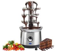 ZMJGLL Fontaine à Chocolat, Machine à Fondue électrique à 4 Niveaux en Acier Inoxydable, Puissance de 170 W, capacité de 2,6 LB, idéale pour fêtes, Mariages, Noël et Anniversaires.